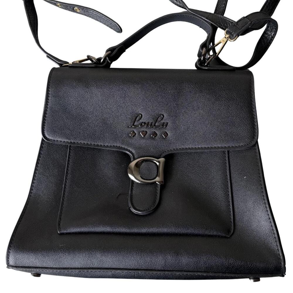 Loulu black faux leather mid sized handbag